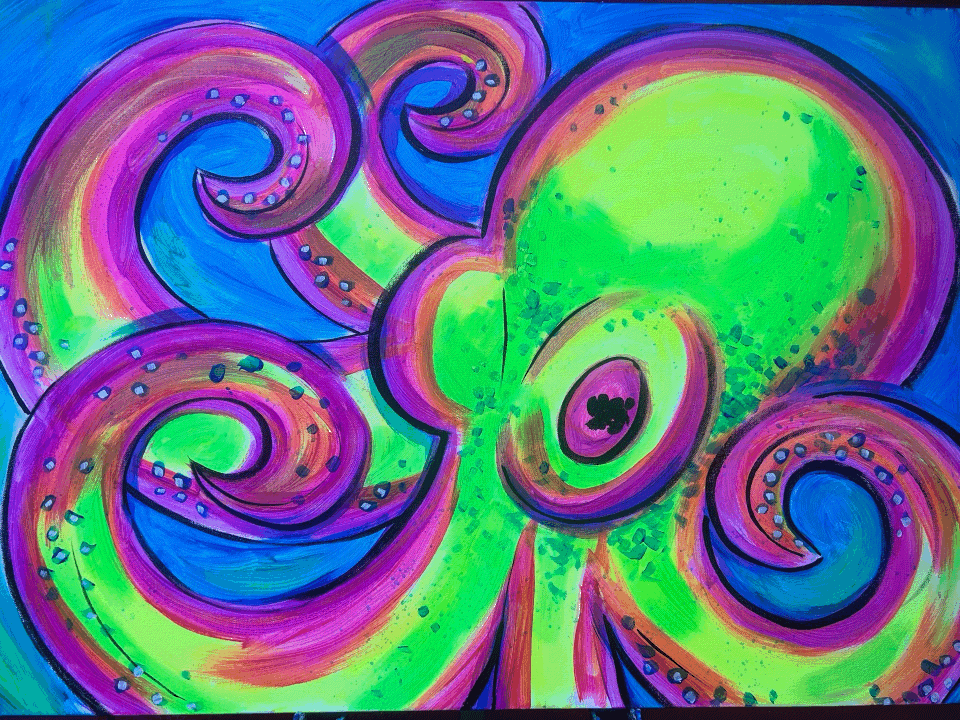 Black Light Class in our Starry Night Room - Family Friendly